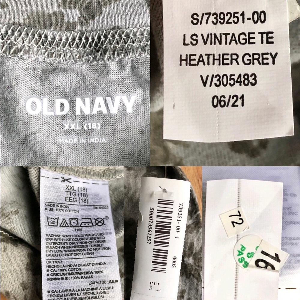 NEW Vintage Printed Cropped Long Sleeve T Shirt Gray XXL Girl’s OLD NAVY - Picture 3 of 12